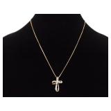 .925 Sterling Silver Topaz Cross Vermeil Pendant Necklace
