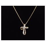 .925 Sterling Silver Topaz Cross Vermeil Pendant Necklace