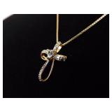.925 Sterling Silver Topaz Cross Vermeil Pendant Necklace