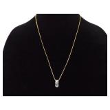 .925 Sterling Silver Topaz and Diamond Accented Vermeil Pendant Necklace
