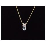 .925 Sterling Silver Topaz and Diamond Accented Vermeil Pendant Necklace