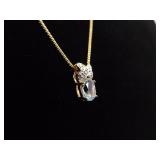 .925 Sterling Silver Topaz and Diamond Accented Vermeil Pendant Necklace