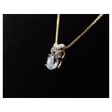 .925 Sterling Silver Topaz and Diamond Accented Vermeil Pendant Necklace