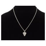 .925 Sterling Silver Turquoise Cabochon Heart Pendant Necklace