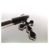 .925 Sterling Silver Multi Stone Cross Pendant Necklace