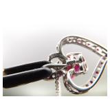 .925 Sterling Silver Ruby Crystal Heart Pendant Necklace