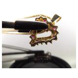 .925 Sterling Silver Ruby Crystal Heart Vermeil Pendant Necklace