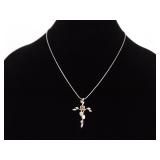 12k Black Hills Gold .925 Sterling Silver Cross Pendant Necklace