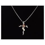 12k Black Hills Gold .925 Sterling Silver Cross Pendant Necklace
