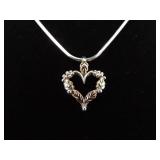 12k Black Hills Gold .925 Sterling Silver Heart Pendant Necklace