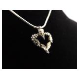 12k Black Hills Gold .925 Sterling Silver Heart Pendant Necklace