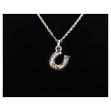 12k Black Hills Gold .925 Sterling Silver Horseshoe Pendant Necklace