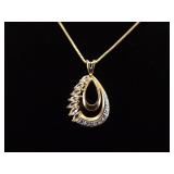 .925 Sterling Silver Crystal Diamond Accented Vermeil Pendant Necklace