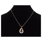 .925 Sterling Silver Crystal Diamond Accented Vermeil Pendant Necklace