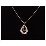 .925 Sterling Silver Crystal Diamond Accented Vermeil Pendant Necklace