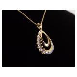 .925 Sterling Silver Crystal Diamond Accented Vermeil Pendant Necklace