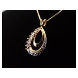 .925 Sterling Silver Crystal Diamond Accented Vermeil Pendant Necklace