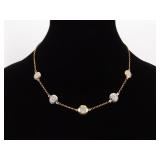 .925 Sterling Silver Crystal Multi Tone Necklace