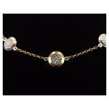 .925 Sterling Silver Crystal Multi Tone Necklace