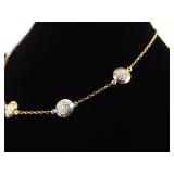 .925 Sterling Silver Crystal Multi Tone Necklace