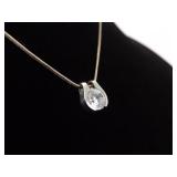 .925 Sterling Silver Crystal Solitaire Pendant Necklace