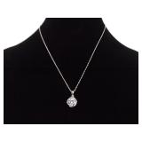 .925 Sterling Silver Crystal Solitaire Pendant Necklace