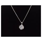 .925 Sterling Silver Crystal Solitaire Pendant Necklace