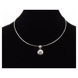 .925 Sterling Silver Crystal Solitaire Pendant Necklace