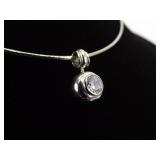 .925 Sterling Silver Crystal Solitaire Pendant Necklace