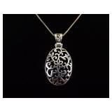 .925 Sterling Silver Art Nouveau Pendant Necklace
