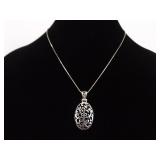 .925 Sterling Silver Art Nouveau Pendant Necklace