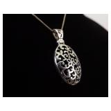 .925 Sterling Silver Art Nouveau Pendant Necklace