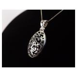 .925 Sterling Silver Art Nouveau Pendant Necklace