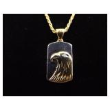 .925 Sterling Silver Diamond Eye Eagle Vermeil Pendant Necklace