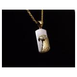 .925 Sterling Silver Diamond Eye Eagle Vermeil Pendant Necklace