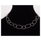 .925 Sterling Silver Delicate Hoop Necklace