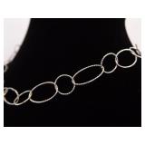 .925 Sterling Silver Delicate Hoop Necklace