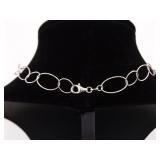 .925 Sterling Silver Delicate Hoop Necklace