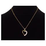 .925 Sterling Silver Crystal Heart Vermeil Earring, Pendant, and Necklace Set