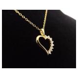 .925 Sterling Silver Crystal Heart Vermeil Earring, Pendant, and Necklace Set