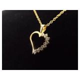 .925 Sterling Silver Crystal Heart Vermeil Earring, Pendant, and Necklace Set