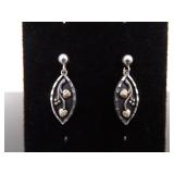 12k Black Hills Gold .925 Sterling Silver Leaf Dangle Post Earrings