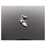 .925 Sterling Silver Black Hills Gold Overlay Leaf Dangle Post Earrings