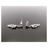 .925 Sterling Silver Black Hills Gold Overlay Leaf Dangle Post Earrings