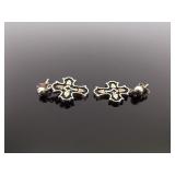 12k Black Hills Gold .925 Sterling Silver Cross Dangle Post Earrings