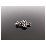 12k Black Hills Gold .925 Sterling Silver Cross Dangle Post Earrings