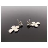 12k Black Hills Gold .925 Sterling Silver Cross Dangle Post Earrings
