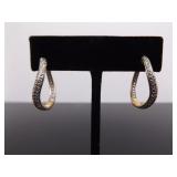 .925 Sterling Silver Diamond Accented Hoop Vermeil Earrings