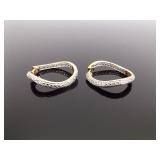 .925 Sterling Silver Diamond Accented Hoop Vermeil Earrings