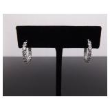 .925 Sterling Silver Crystal Hoop Earrings